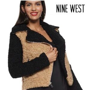 Nine West Women's Moto Sherpa Bomber Jacket